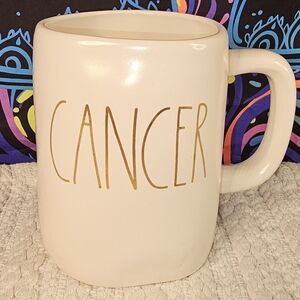 Rae Dunn Cancer Mug - Cream and Gold